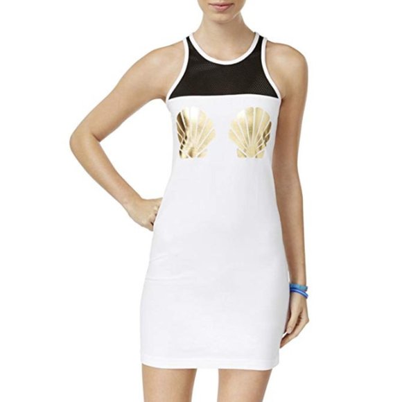 Material Girl Juniors Dress Mesh Inset Printed Tank - Picture 1 of 3